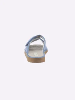 Pantoletten| Pantolette mit doppeltem Klettverschluss mittelblau