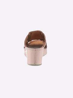Pantoletten|Gemini Pantolette mit geflochtenem Blatt beige-rot