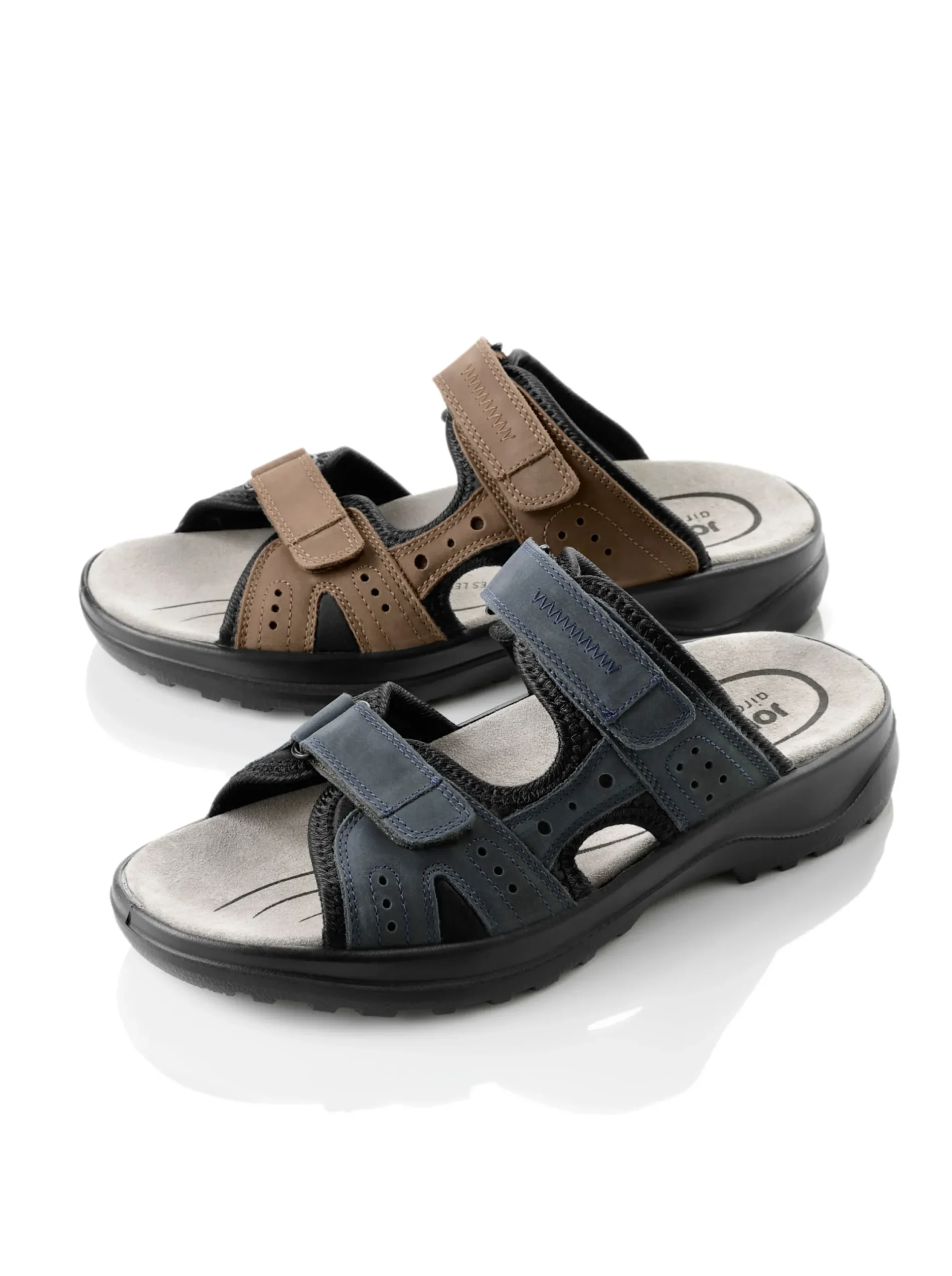 Pantoletten|Jomos Pantolette mit Mehrfach-Klettverschluss camel