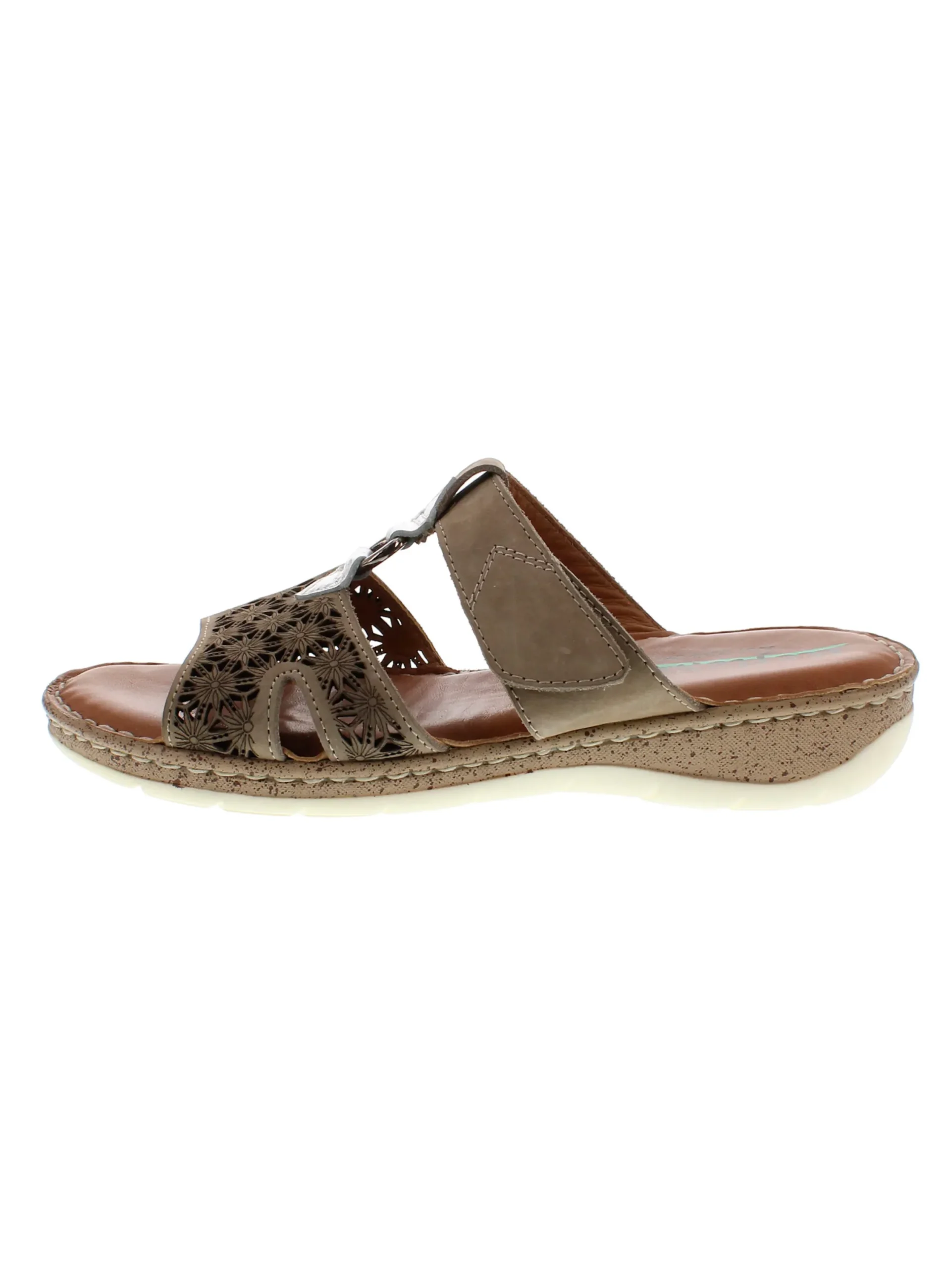 Pantoletten|Reflexan Pantolette mit sommerlicher Perforation braun-silberfarben