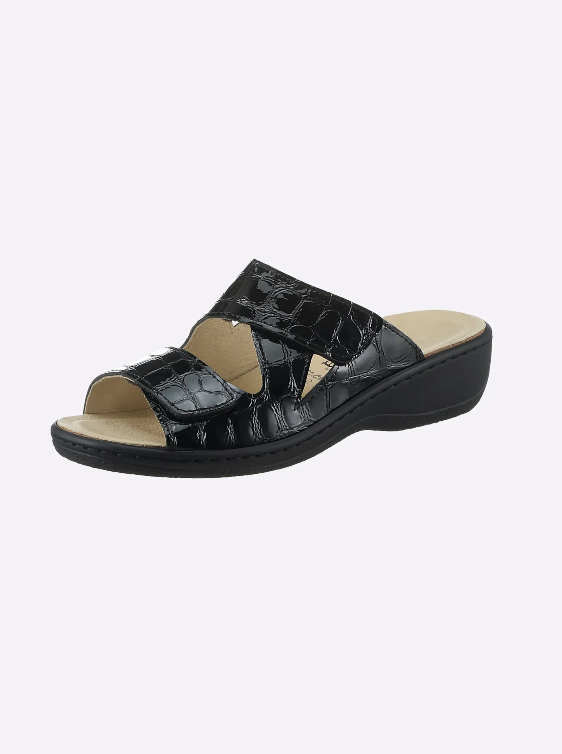 Pantoletten|Belvida Pantolette mit Wechselfußbett aus Kork schwarz