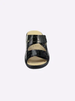 Pantoletten|Belvida Pantolette mit Wechselfußbett aus Kork schwarz
