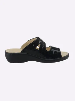 Pantoletten|Belvida Pantolette mit Wechselfußbett aus Kork schwarz
