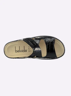 Pantoletten|Belvida Pantolette mit Wechselfußbett aus Kork schwarz