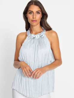 Blusen|Shirts|heine Pliseetop mit Ketten-Verzierung ecru