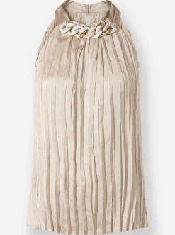 Blusen|Shirts|heine Pliseetop mit Ketten-Verzierung beige