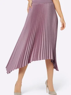Röcke| Plisseerock aus schimmerndem Matt-Satin mauve