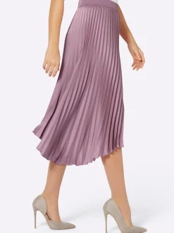 Röcke| Plisseerock aus schimmerndem Matt-Satin mauve