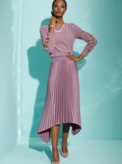 Röcke| Plisseerock aus schimmerndem Matt-Satin mauve