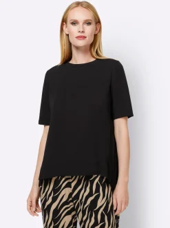 Blusen|heine Plissee-Shirt schwarz