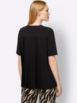 Blusen|heine Plissee-Shirt schwarz
