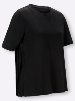 Blusen|heine Plissee-Shirt schwarz