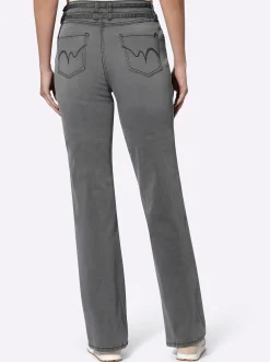 Jeans|heine 5-Pocket-Hose inklusive Denim-Gürtel stone-grey-denim