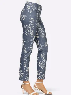 Jeans| 5-Pocket-Jeans jeansblau-weiß-bedruckt