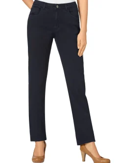 Jeans| 5-Pocket-Jeans mit bestickten Gesäßtaschen marine