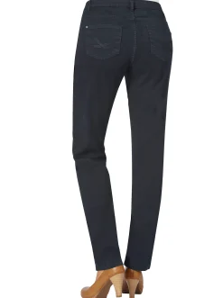 Jeans| 5-Pocket-Jeans mit bestickten Gesäßtaschen marine