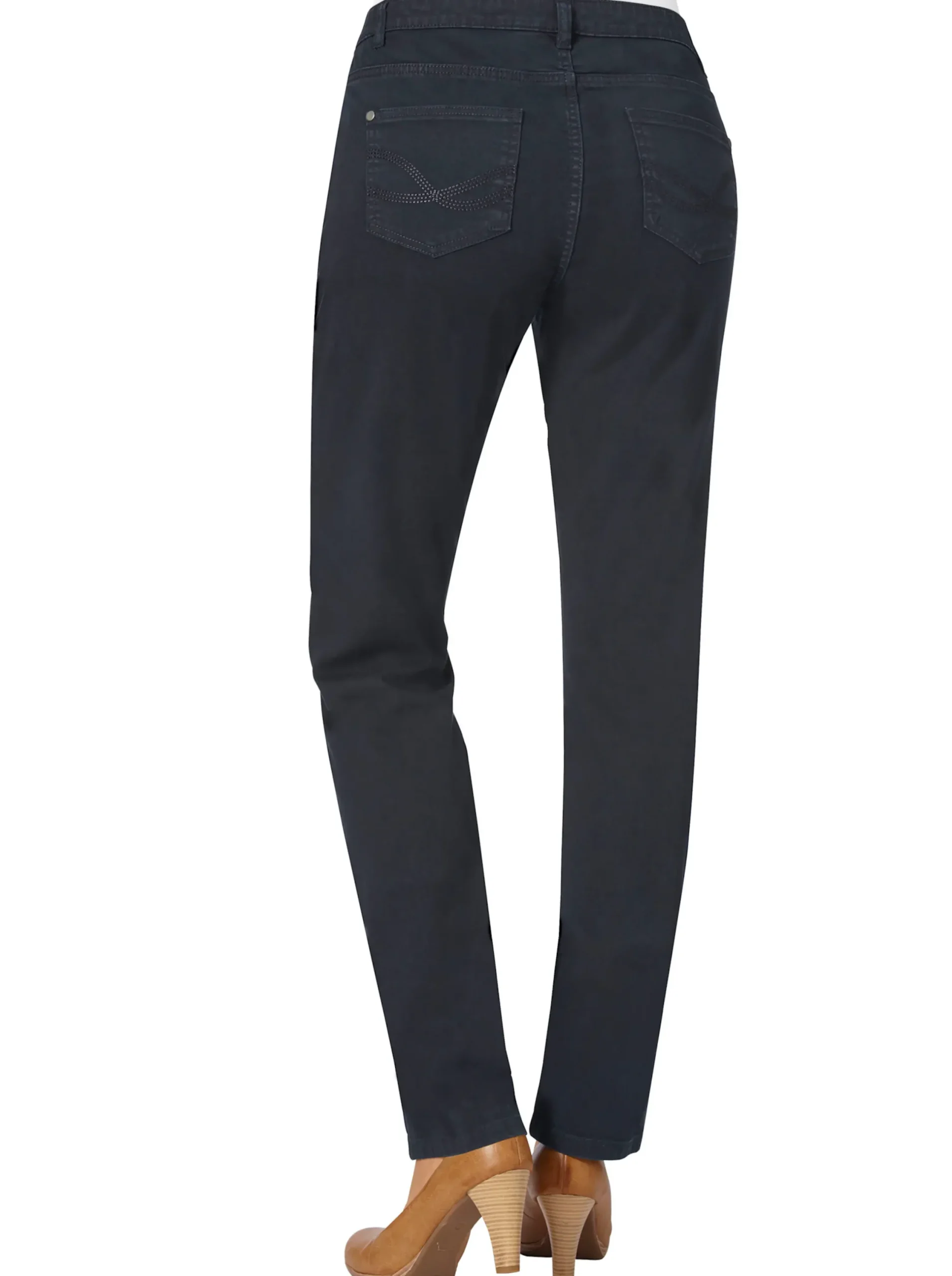 Jeans| 5-Pocket-Jeans mit bestickten Gesäßtaschen marine