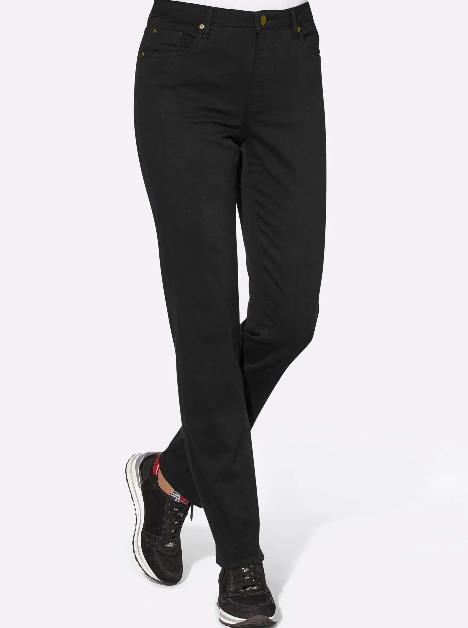 Basics|Jeans| 5-Pocket-Jeans mit bestickten Gesäßtaschen schwarz