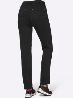 Basics|Jeans| 5-Pocket-Jeans mit bestickten Gesäßtaschen schwarz