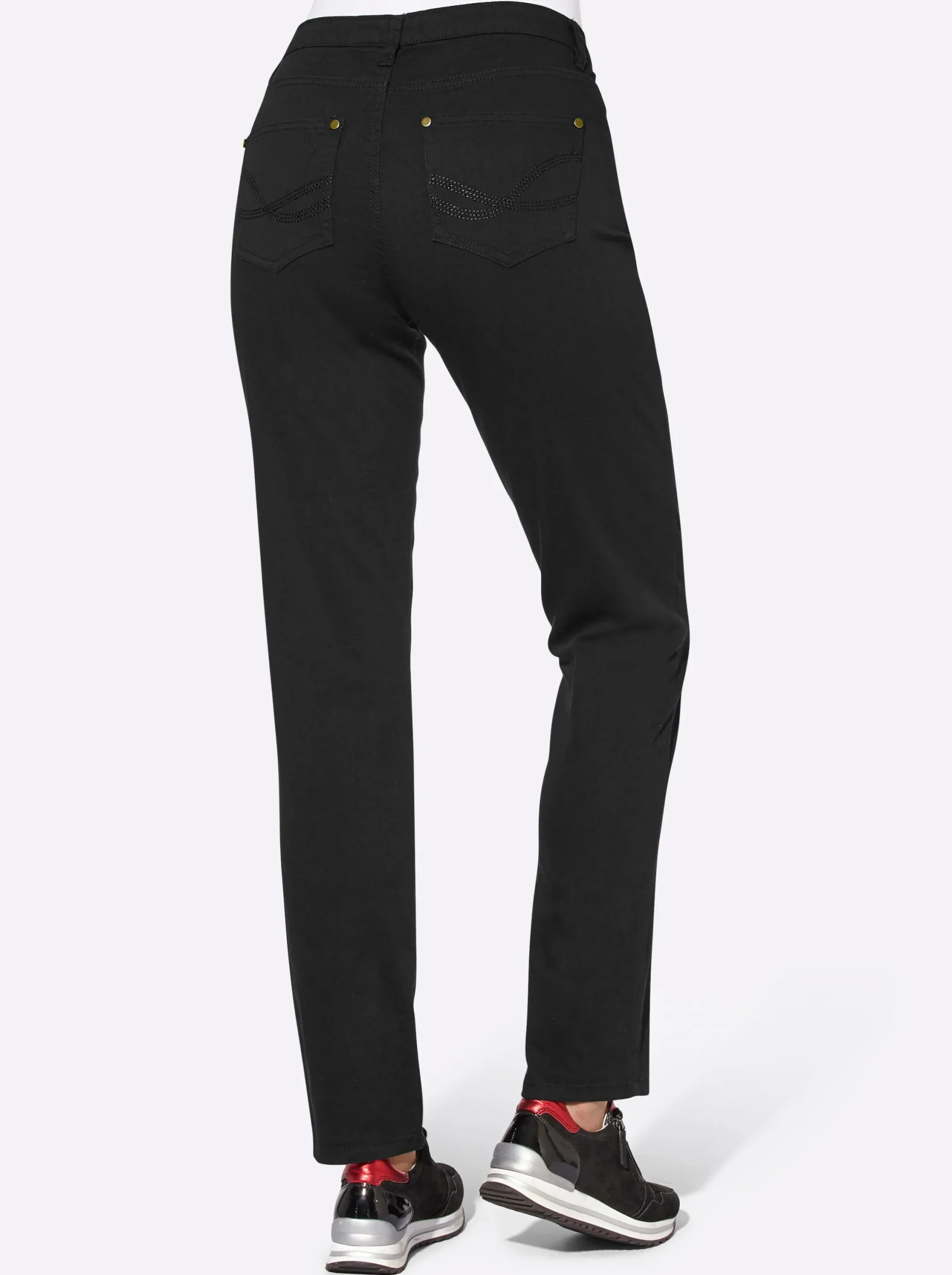 Basics|Jeans| 5-Pocket-Jeans mit bestickten Gesäßtaschen schwarz