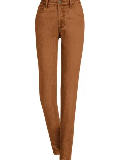 Jeans| 5-Pocket-Jeans mit bestickten Gesäßtaschen cognac