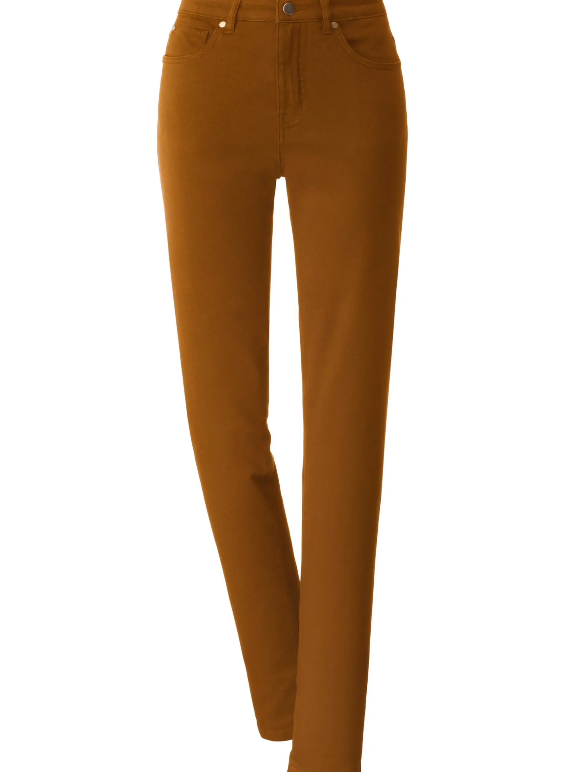 Jeans| 5-Pocket-Jeans mit bestickten Gesäßtaschen cognac