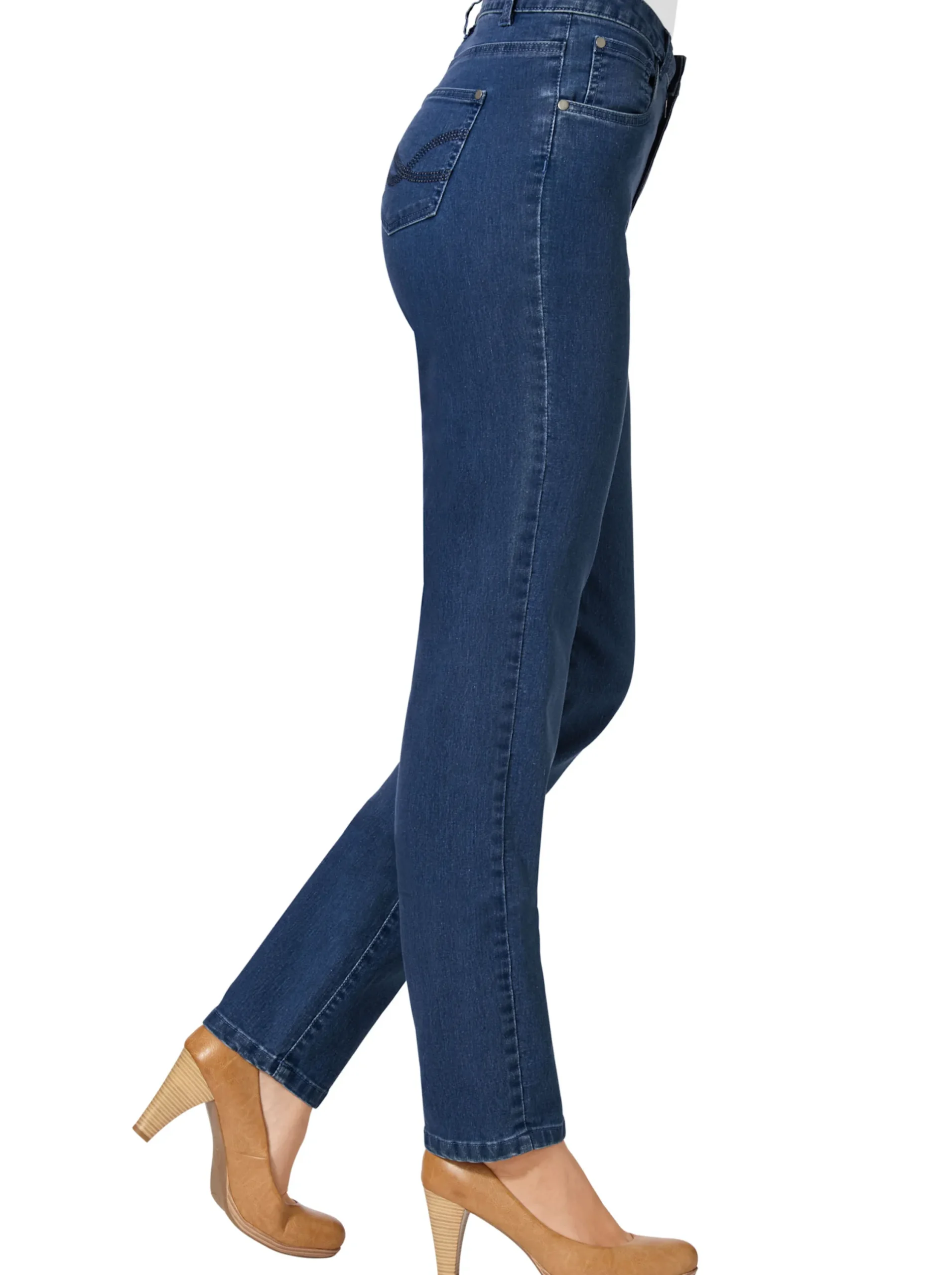 Basics|Jeans| 5-Pocket-Jeans mit bestickten Gesäßtaschen blue-stone-washed