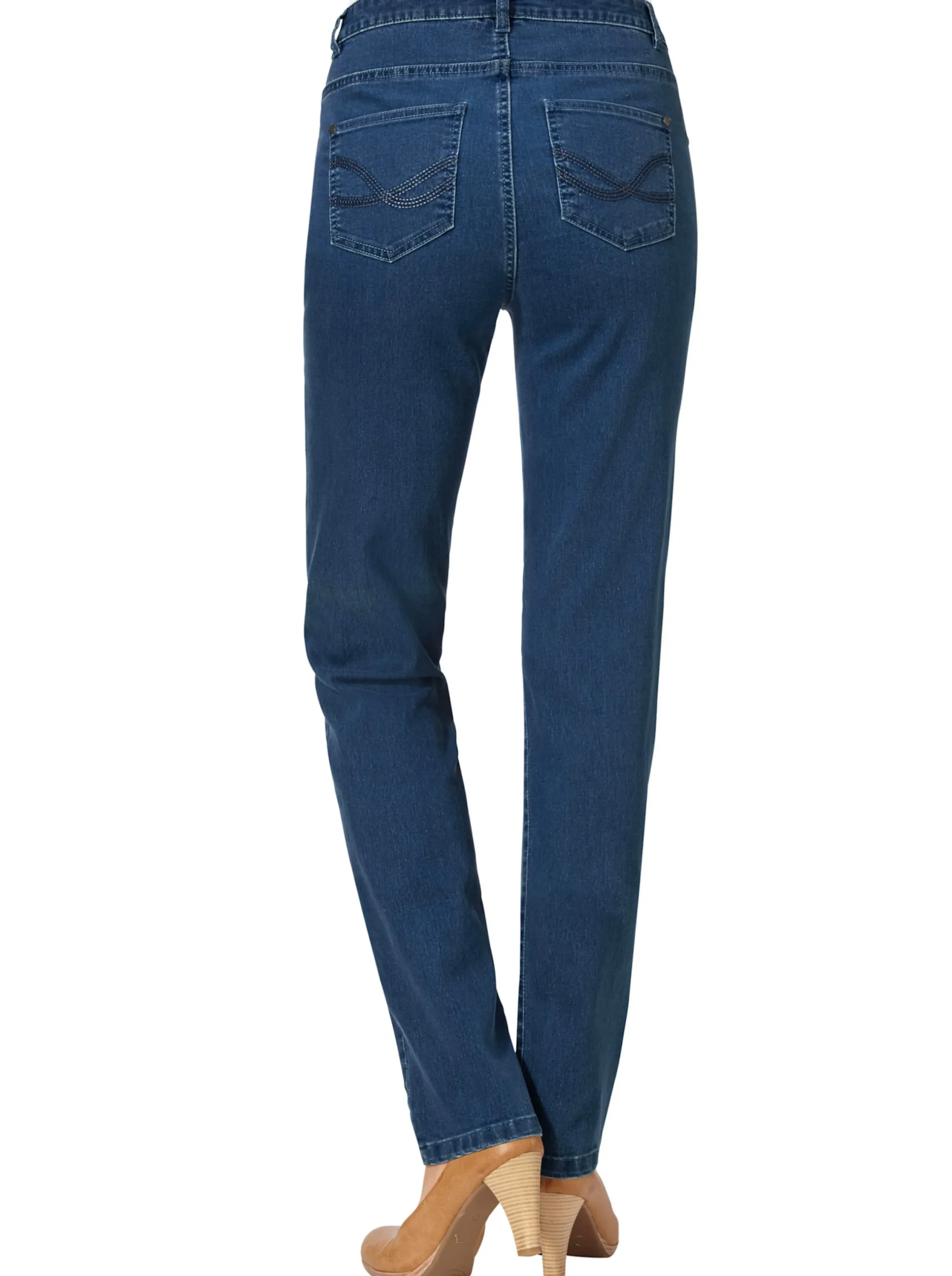 Basics|Jeans| 5-Pocket-Jeans mit bestickten Gesäßtaschen blue-stone-washed