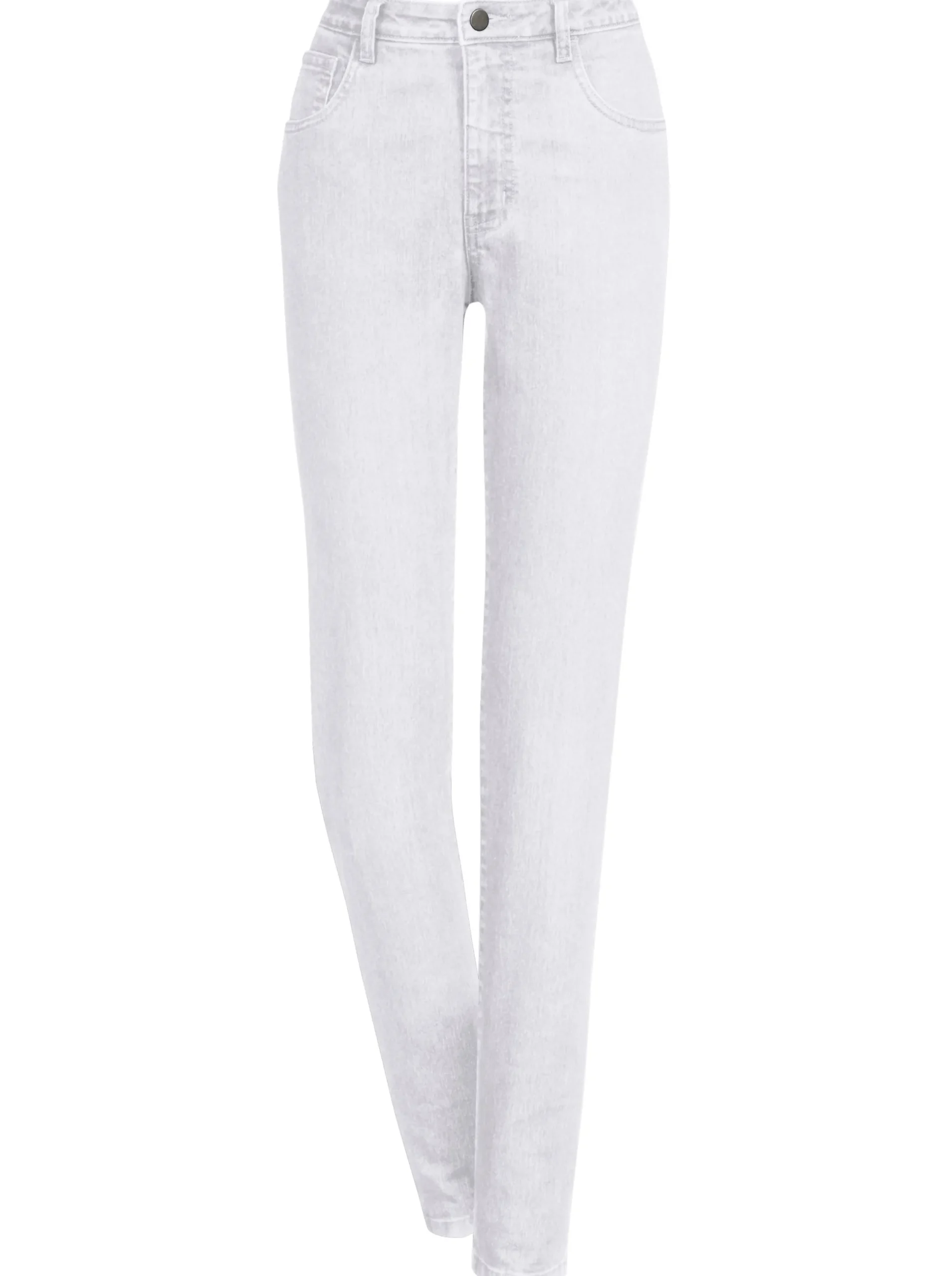 Jeans| 5-Pocket-Jeans mit bestickten Gesäßtaschen weiß
