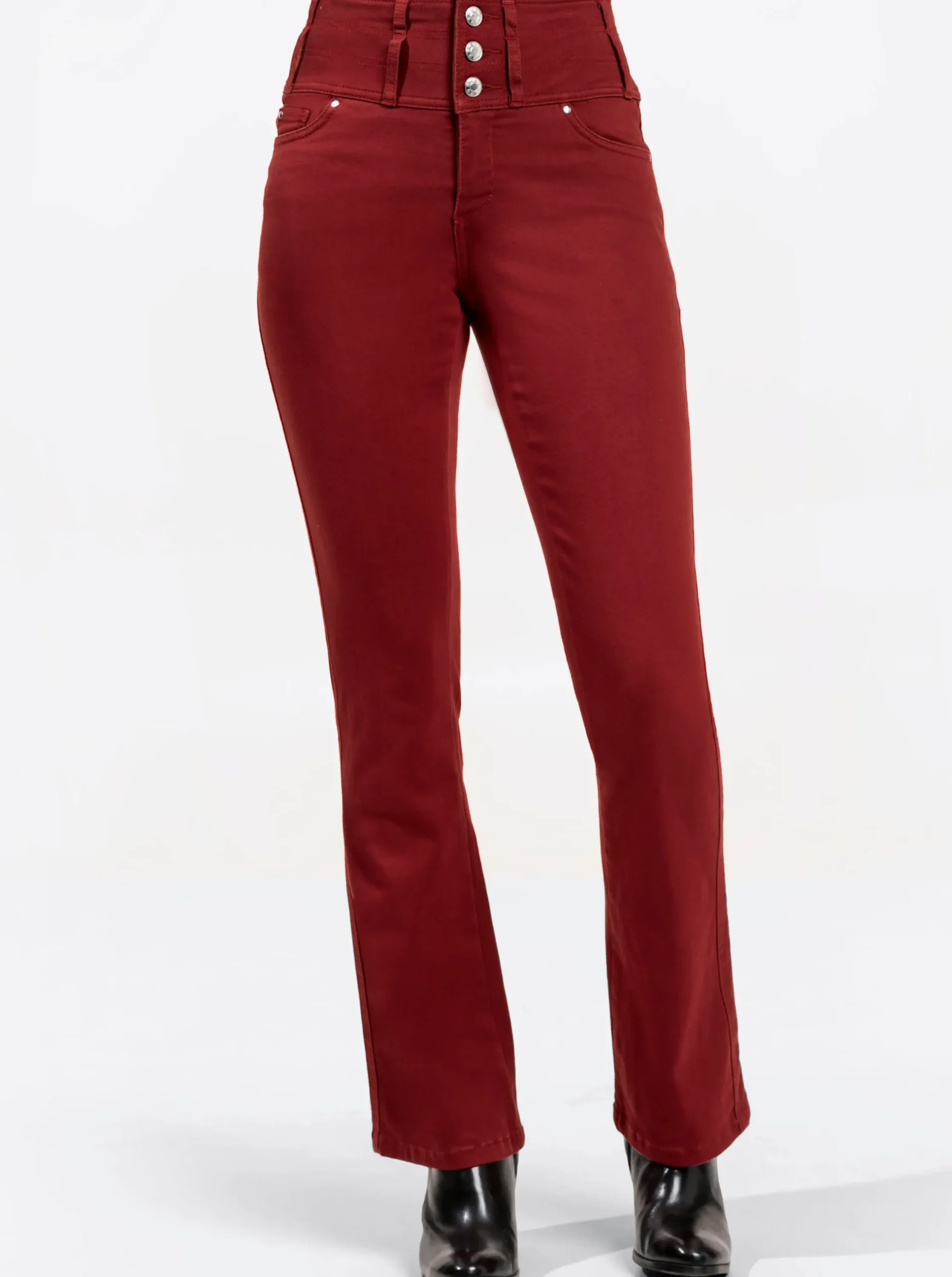 Jeans| 5-Pocket-Jeans mit dezent ausgestelltem Bein dunkelrot