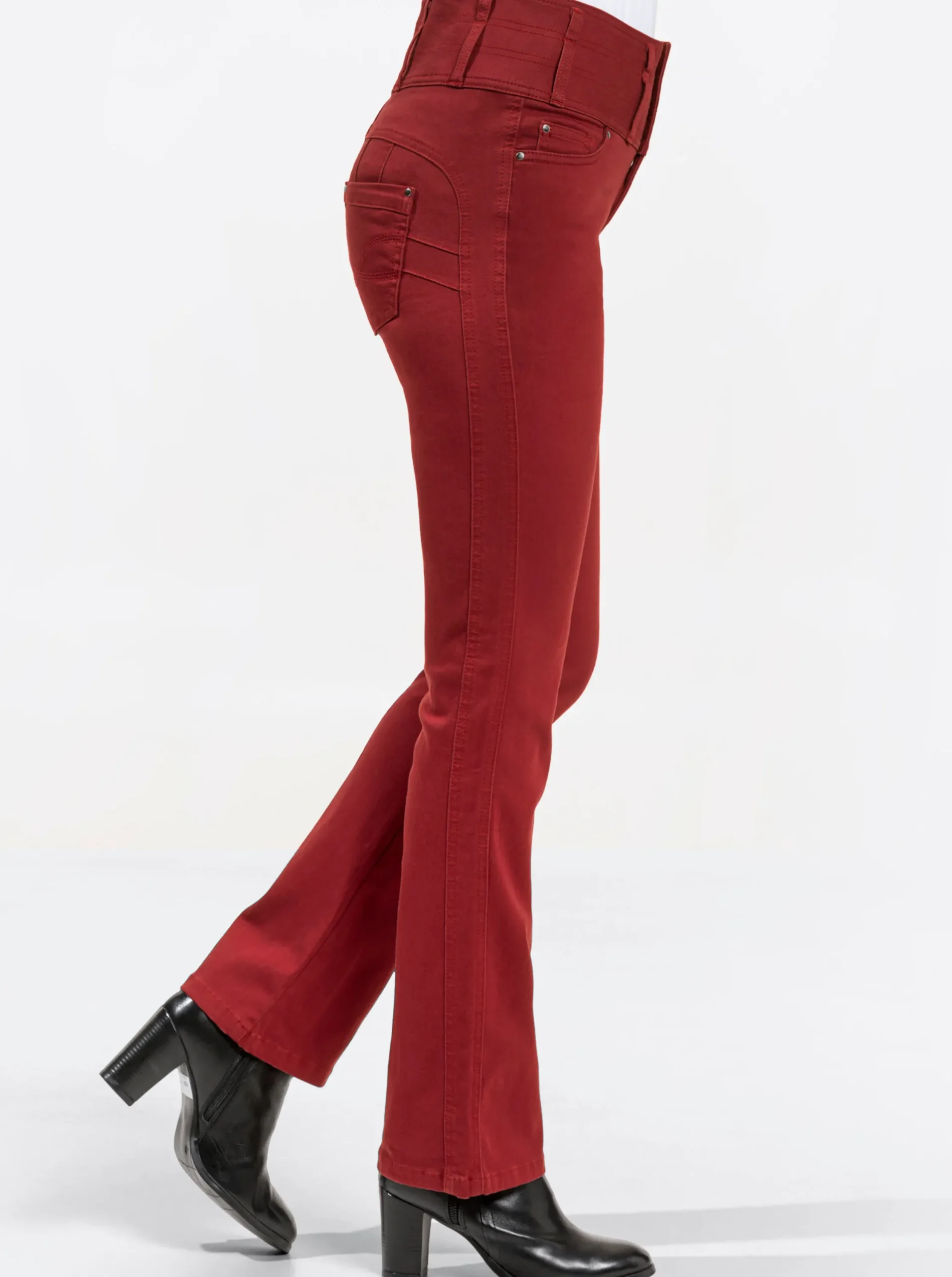 Jeans| 5-Pocket-Jeans mit dezent ausgestelltem Bein dunkelrot