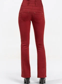 Jeans| 5-Pocket-Jeans mit dezent ausgestelltem Bein dunkelrot