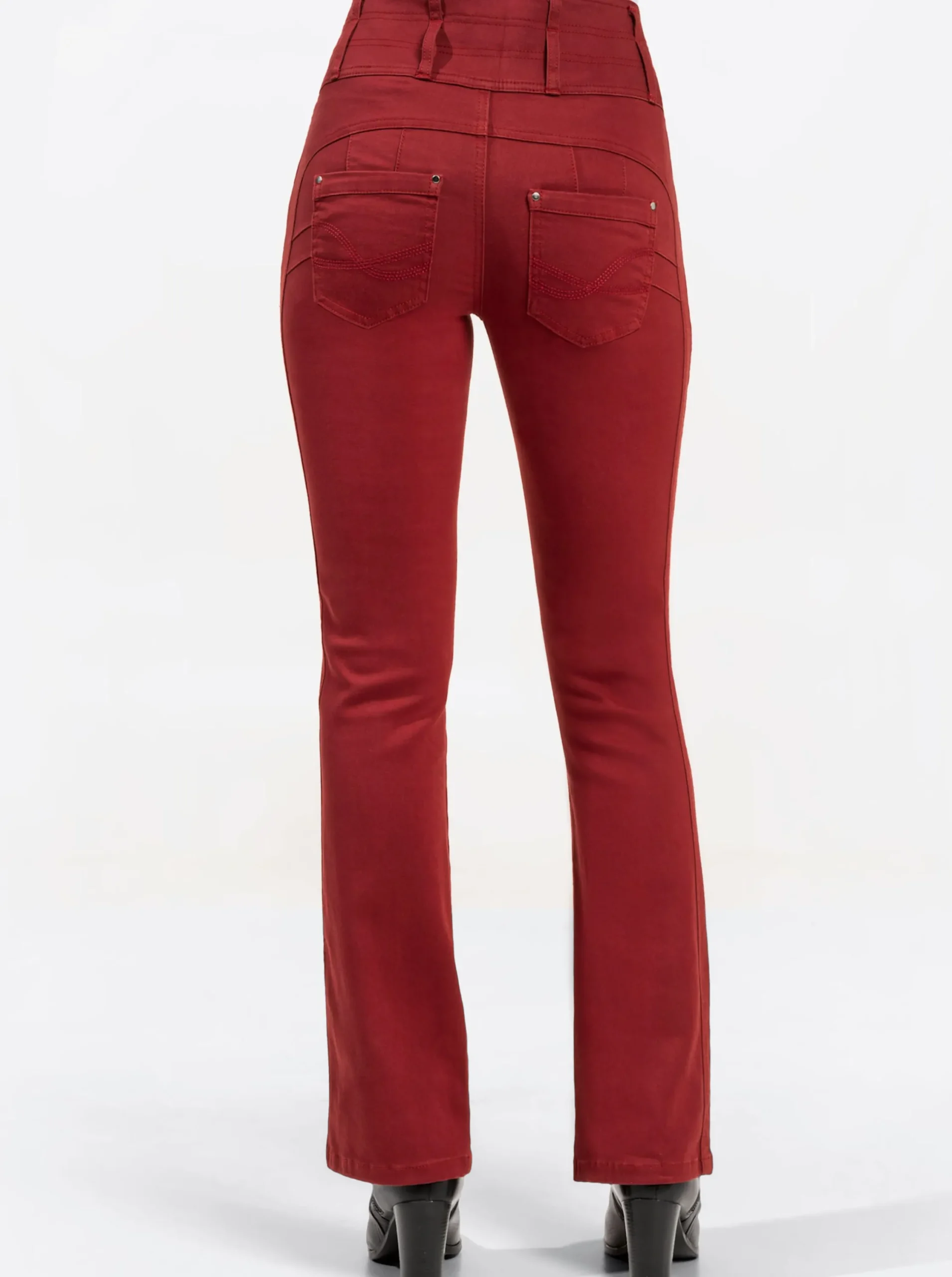 Jeans| 5-Pocket-Jeans mit dezent ausgestelltem Bein dunkelrot