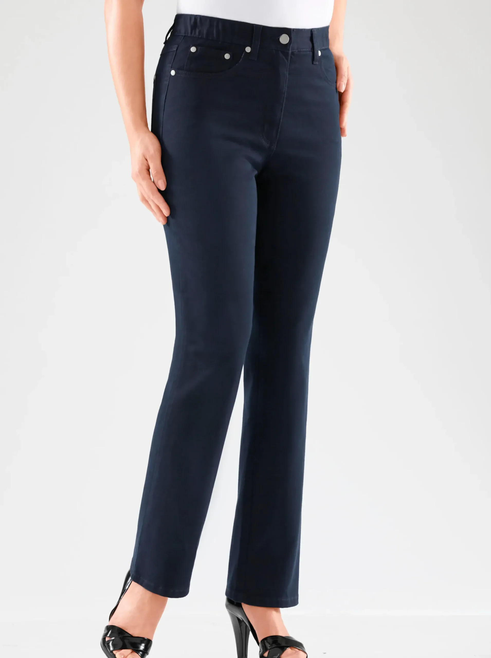 Jeans| 5-Pocket-Jeans mit innenliegendem Dehnbund marine