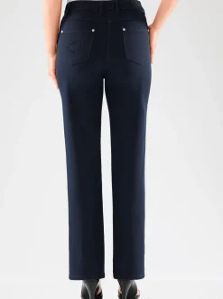 Jeans| 5-Pocket-Jeans mit innenliegendem Dehnbund marine