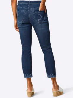Jeans|CREATION L PREMIUM 5-Pocket-Jeans mit Lochstickerei blue-bleached