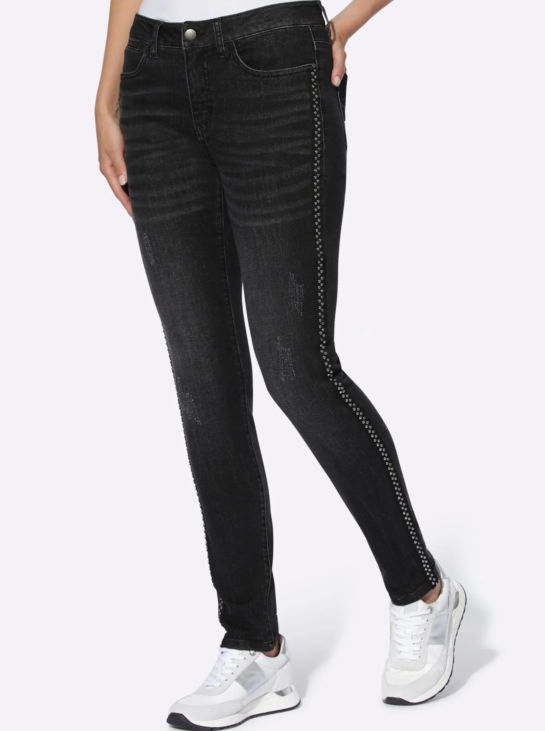 Jeans|heine 5-Pocket-Jeans mit Nieten-Verzierung seitlich blackdenim