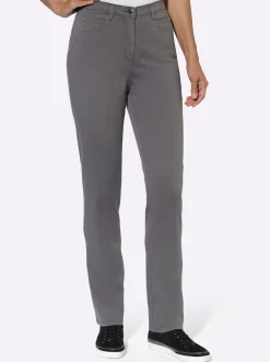 Jeans| 5-Pocket-Jeans mit seitlichem Dehnbund anthrazit
