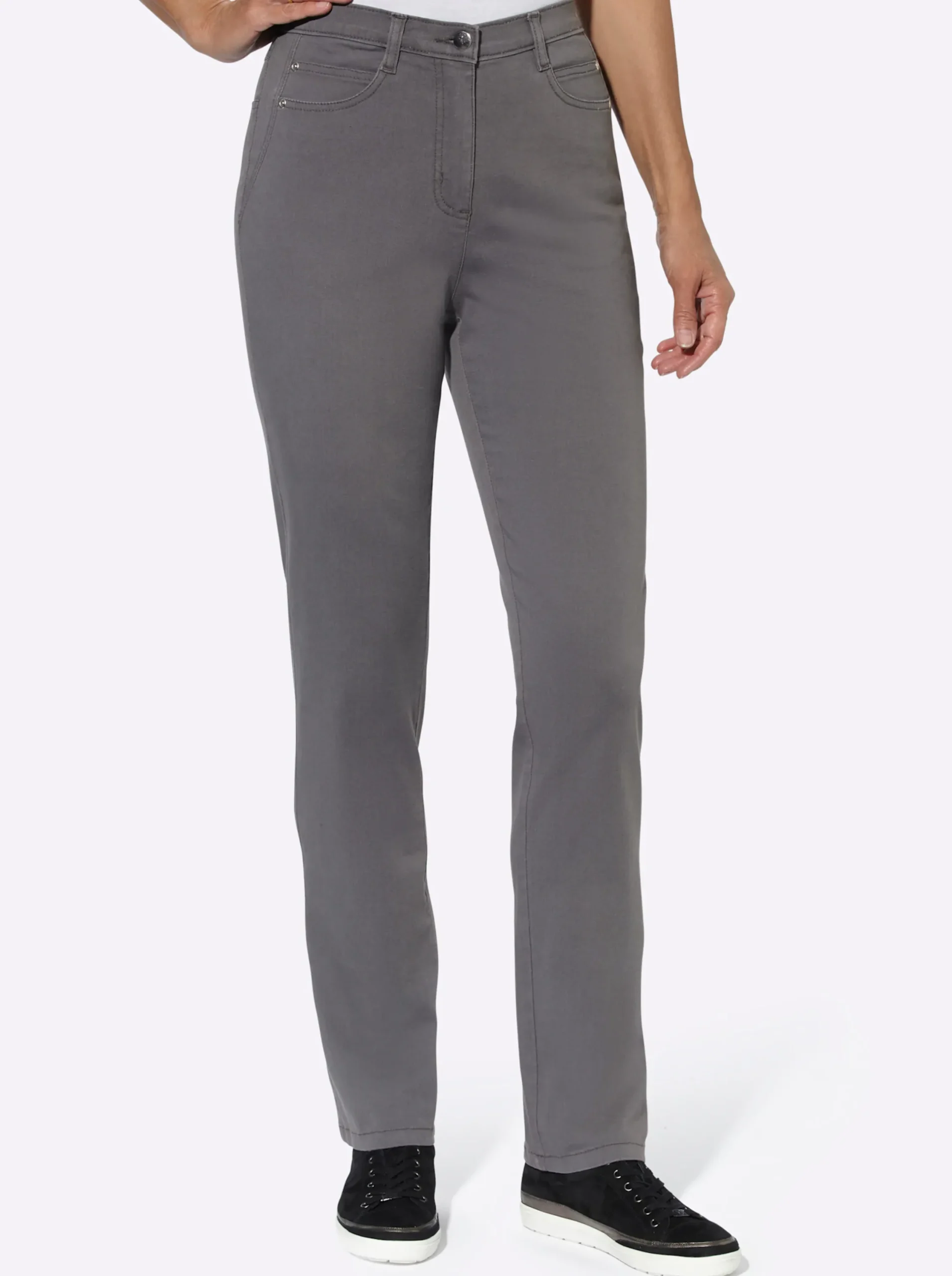 Jeans| 5-Pocket-Jeans mit seitlichem Dehnbund anthrazit