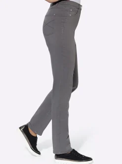 Jeans| 5-Pocket-Jeans mit seitlichem Dehnbund anthrazit