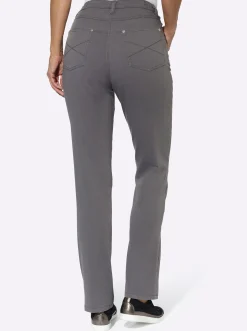 Jeans| 5-Pocket-Jeans mit seitlichem Dehnbund anthrazit
