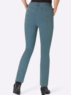 Jeans| 5-Pocket-Jeans mit Stickerei-Motiv blue-bleached