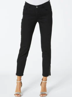 Jeans|CREATION L PREMIUM 5-Pocket-Jeans mit Strass-Applikation schwarz