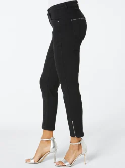 Jeans|CREATION L PREMIUM 5-Pocket-Jeans mit Strass-Applikation schwarz