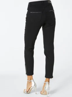 Jeans|CREATION L PREMIUM 5-Pocket-Jeans mit Strass-Applikation schwarz
