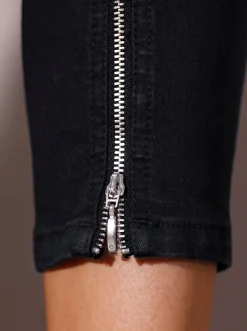 Jeans|CREATION L PREMIUM 5-Pocket-Jeans mit Strass-Applikation schwarz