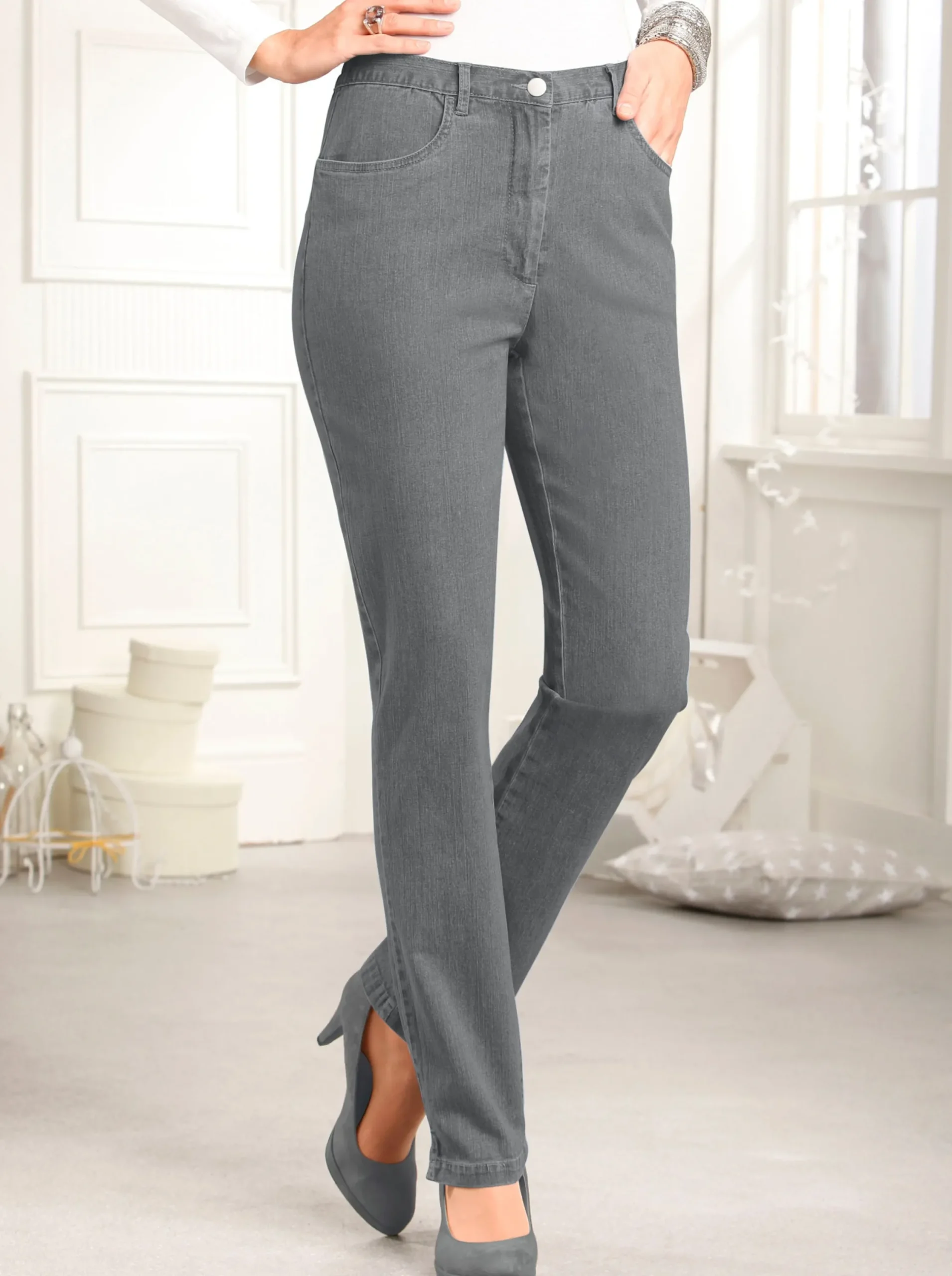 Basics| 5-Pocket-Jeans mit Stretch-Anteil grey-denim