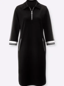 Kleider| Polokleid im hochwertigen Modal-Mix schwarz