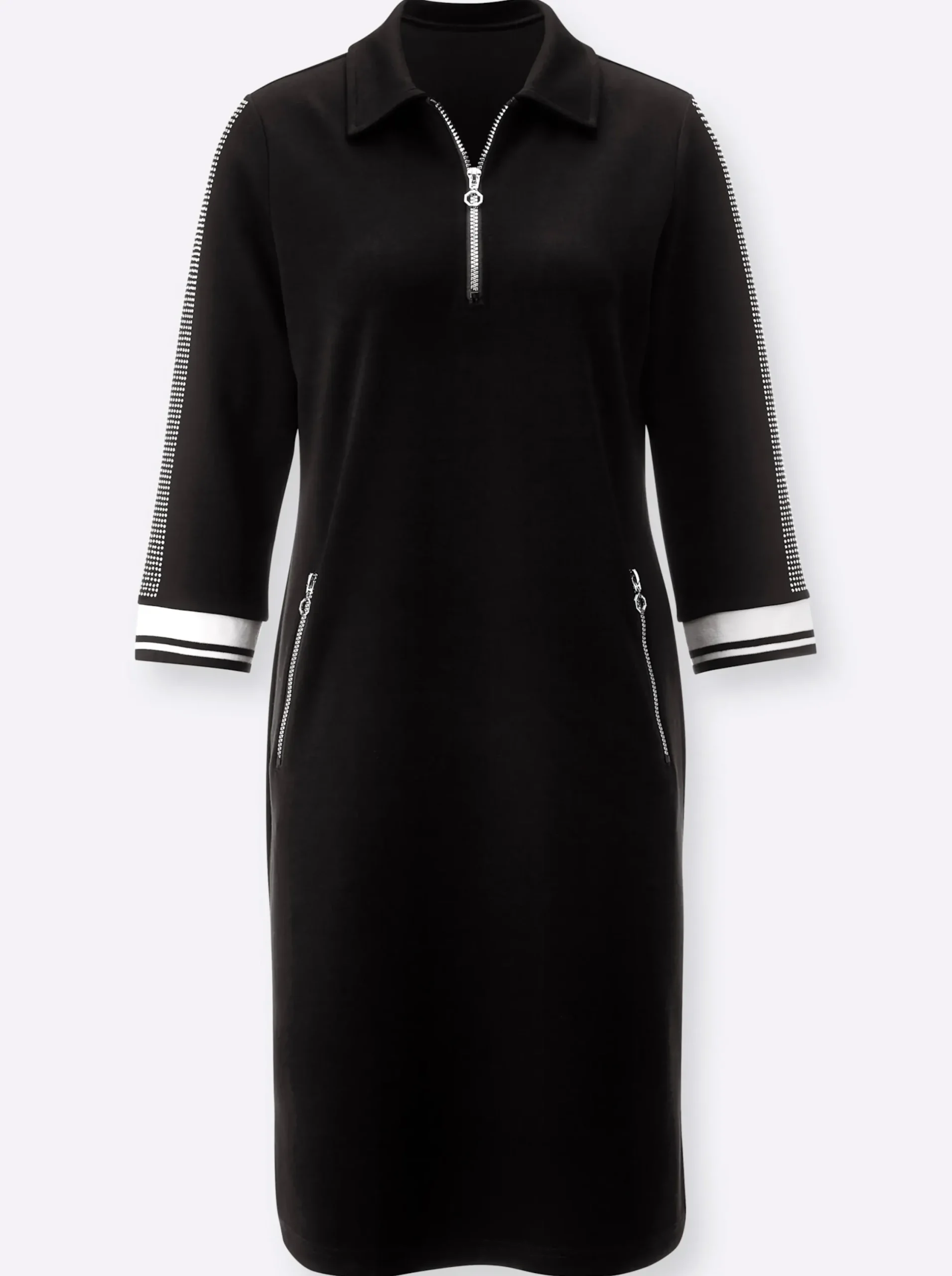 Kleider| Polokleid im hochwertigen Modal-Mix schwarz