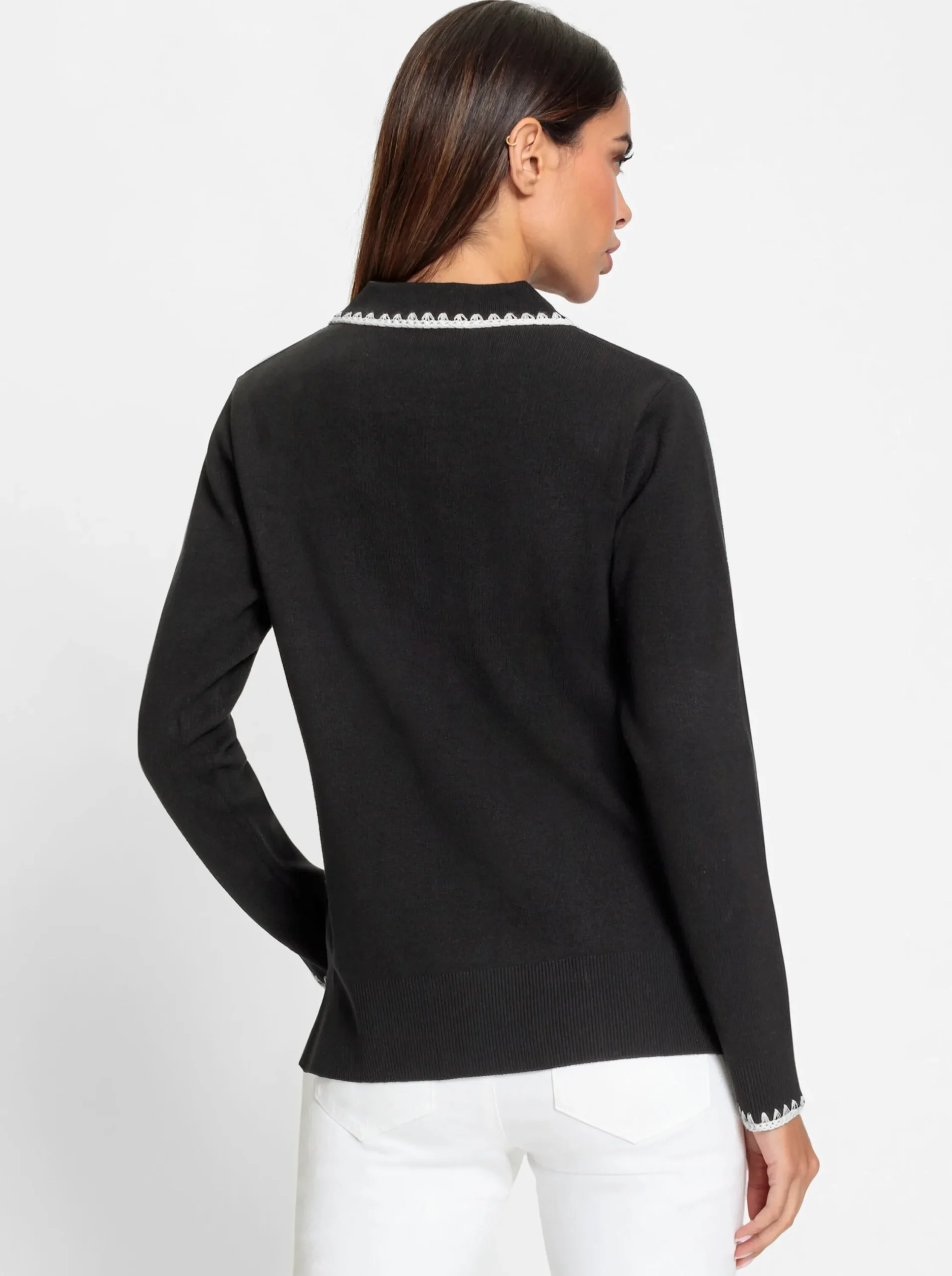Pullover|heine Polopullover schwarz-ecru